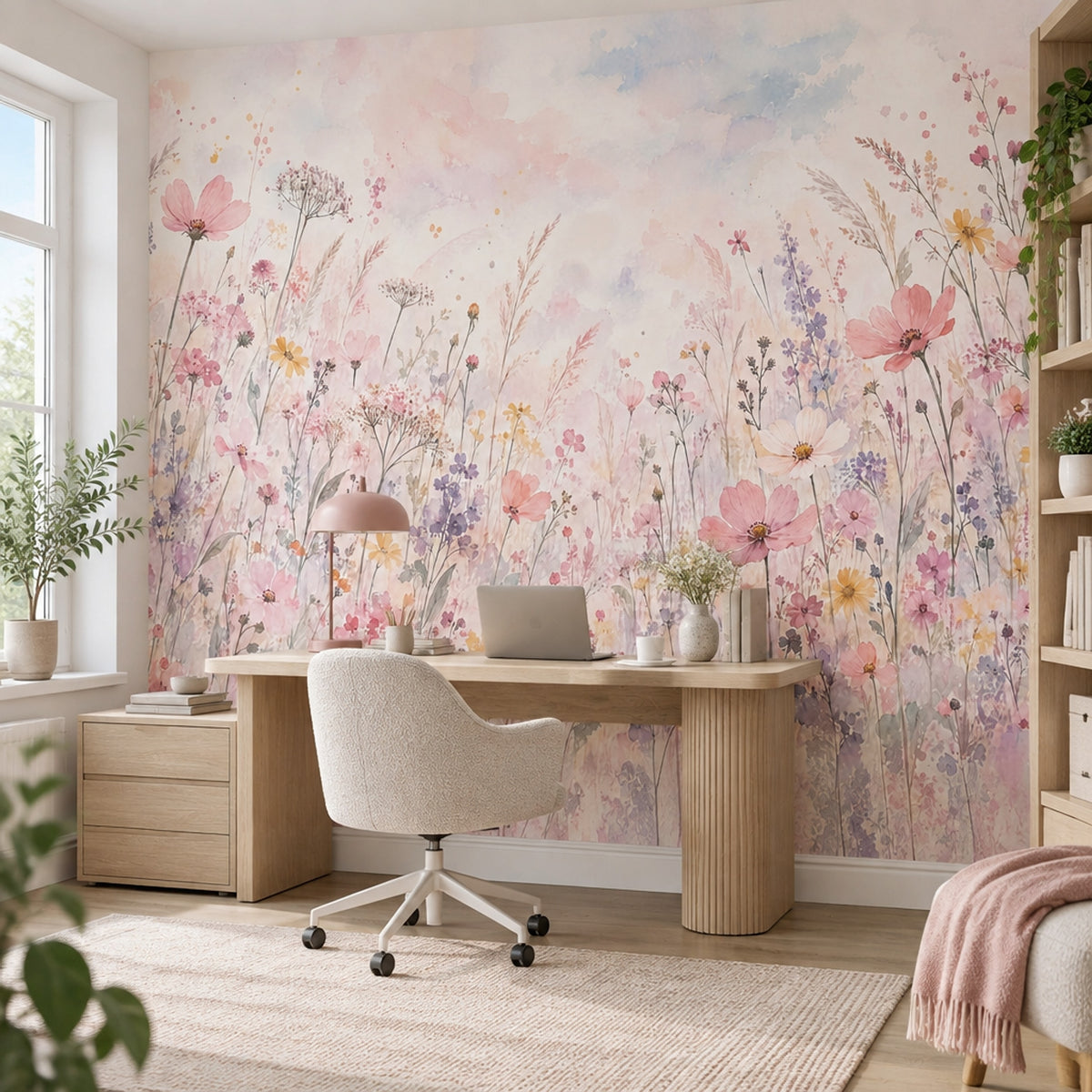 Suluboya Kır Çiçekleri Poster Duvar Kağıdı Pastel Banyo Duvarı