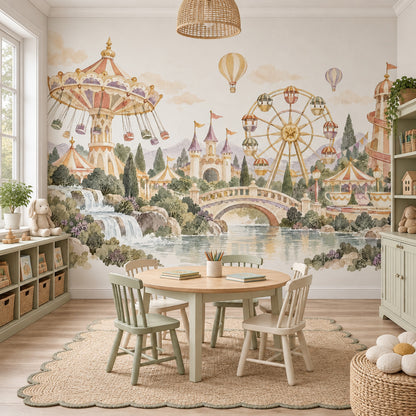 Lunapark Temalı Poster Duvar Kağıdı Pastel Çocuk Odası