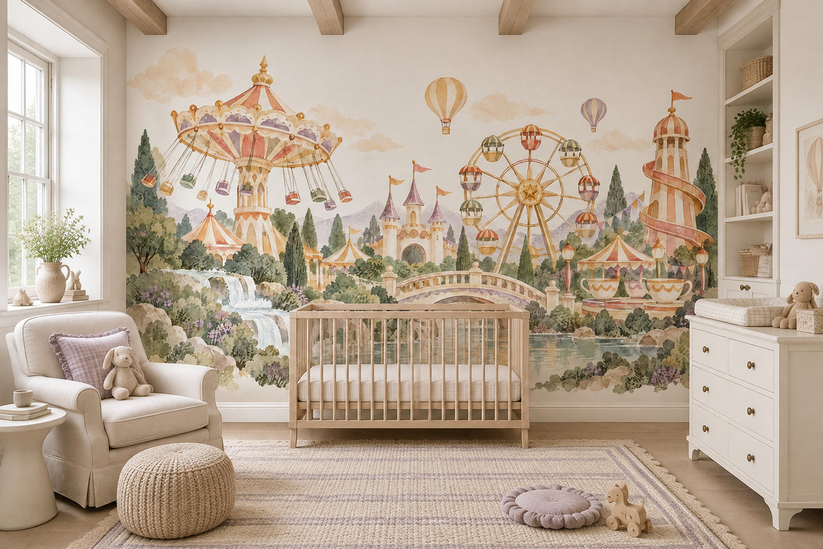 Lunapark Temalı Poster Duvar Kağıdı Pastel Çocuk Odası