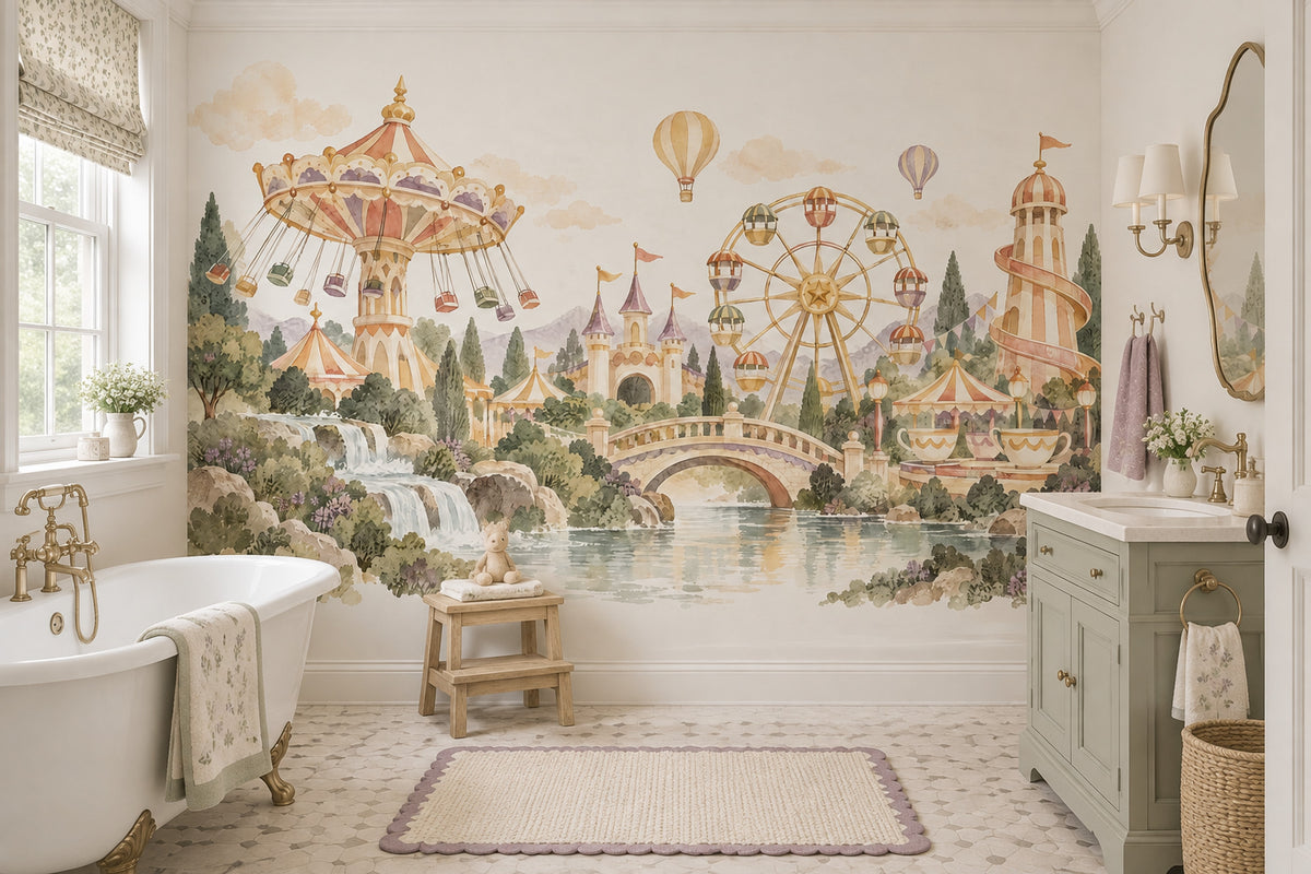 Lunapark Temalı Poster Duvar Kağıdı Pastel Çocuk Odası
