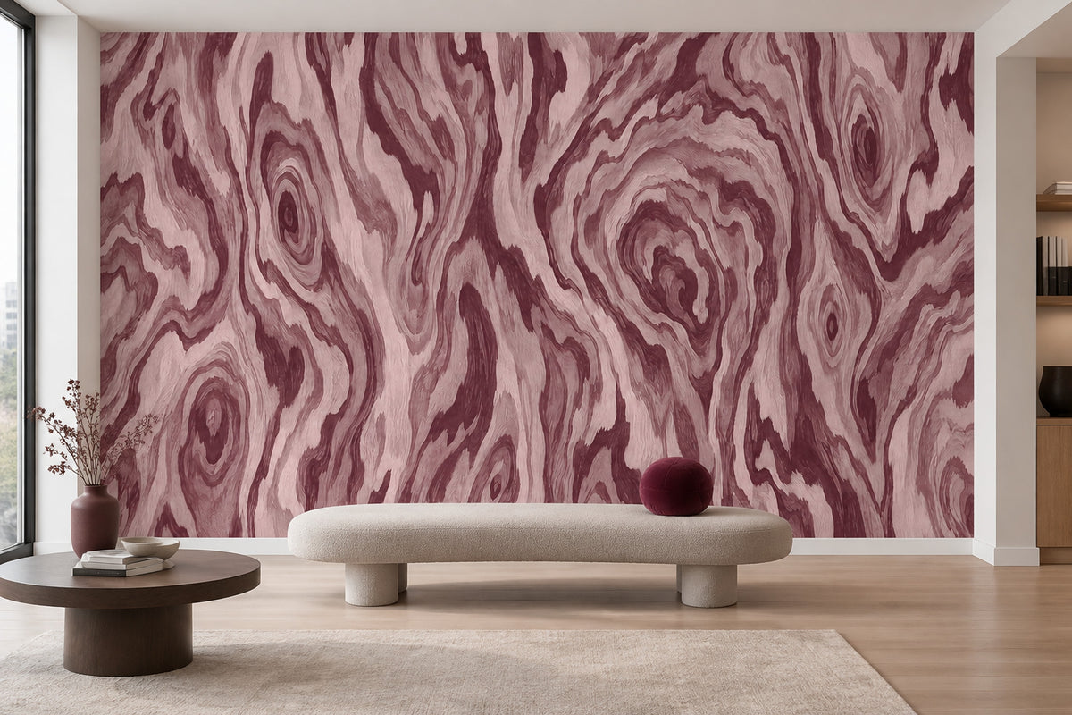 Bordo Ahşap Desenli Poster Duvar Kağıdı Modern Salon