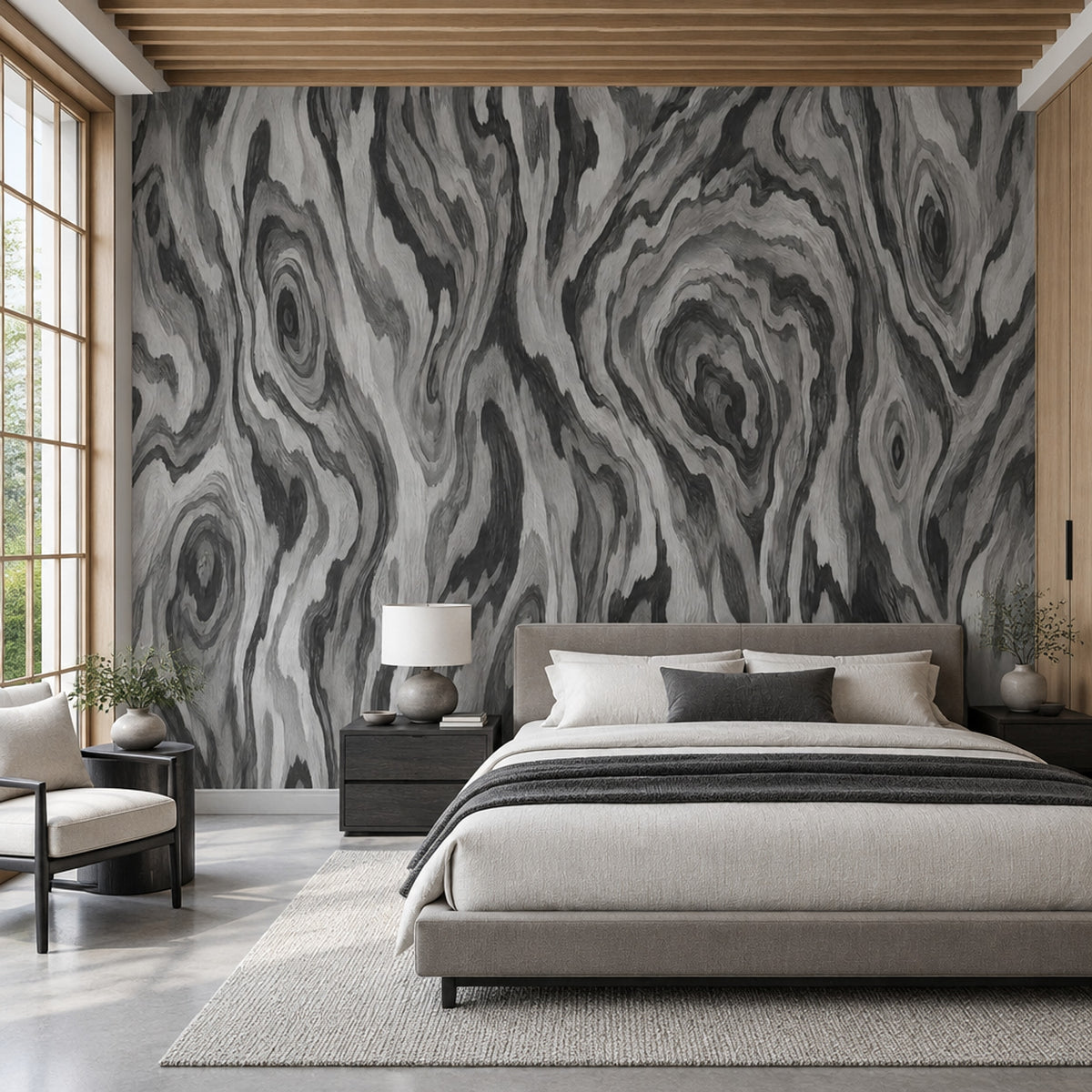 Gri Mermer Desenli Poster Duvar Kağıdı Modern Banyo Duvarı