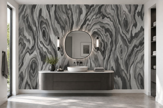 Gri Mermer Desenli Poster Duvar Kağıdı Modern Banyo Duvarı