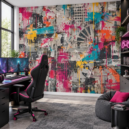 Renkli Graffiti Poster Duvar Kağıdı Modern Soyut Salon Duvarı