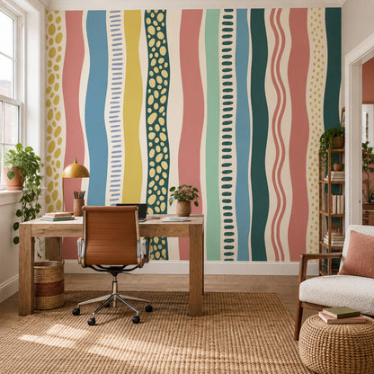 Renkli Soyut Çizgili Poster Duvar Kağıdı Modern Salon