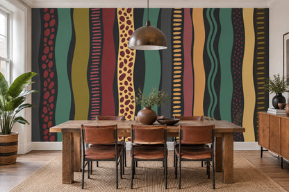 Renkli Dalgalı Çizgili Poster Duvar Kağıdı Modern Salon