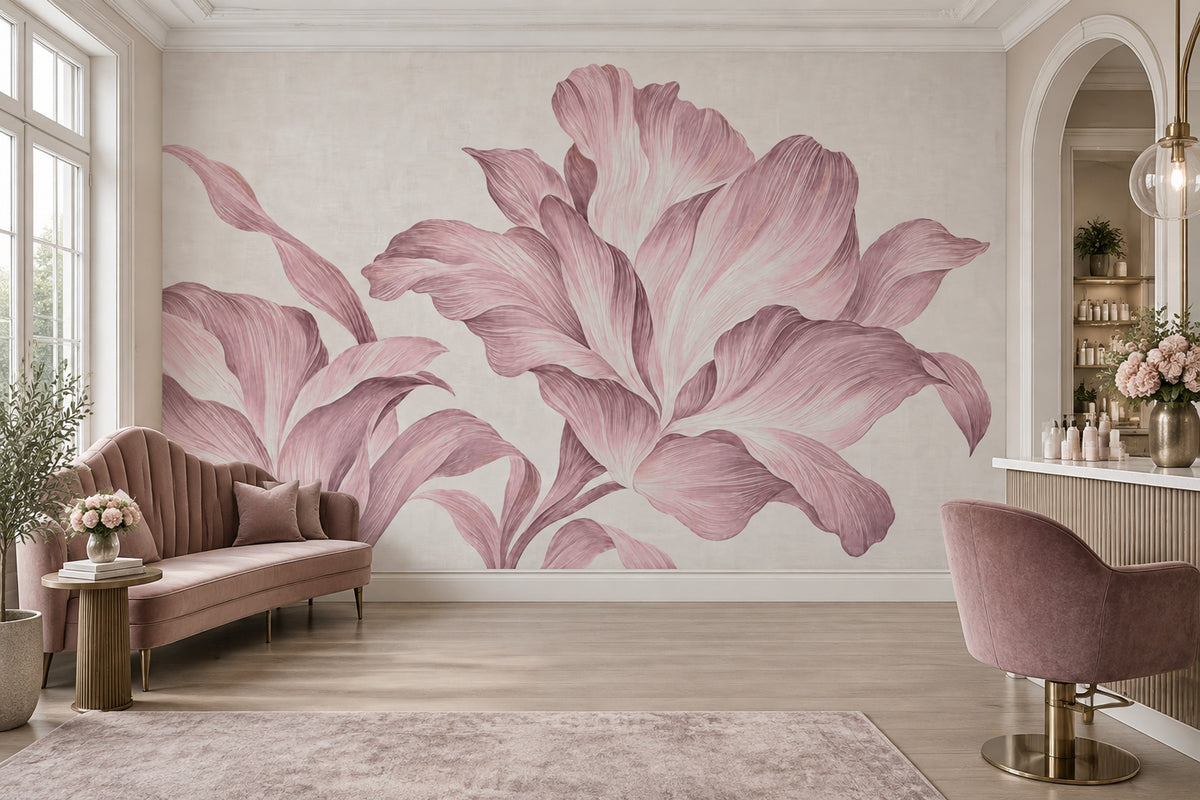 Pembe Çiçek Desenli Poster Duvar Kağıdı Salon Duvar Dekoru