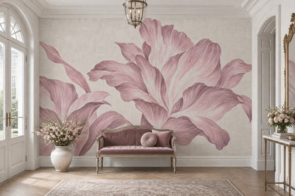 Pembe Çiçek Desenli Poster Duvar Kağıdı Salon Duvar Dekoru