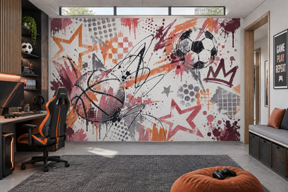 Graffiti Futbol Temalı Poster Duvar Kağıdı Genç Odası