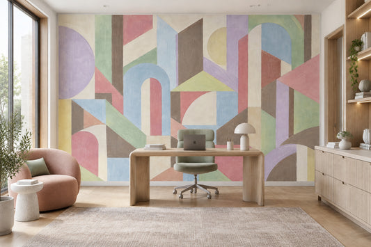 Renkli Geometrik Soyut Poster Duvar Kağıdı Modern Salon Duvarı