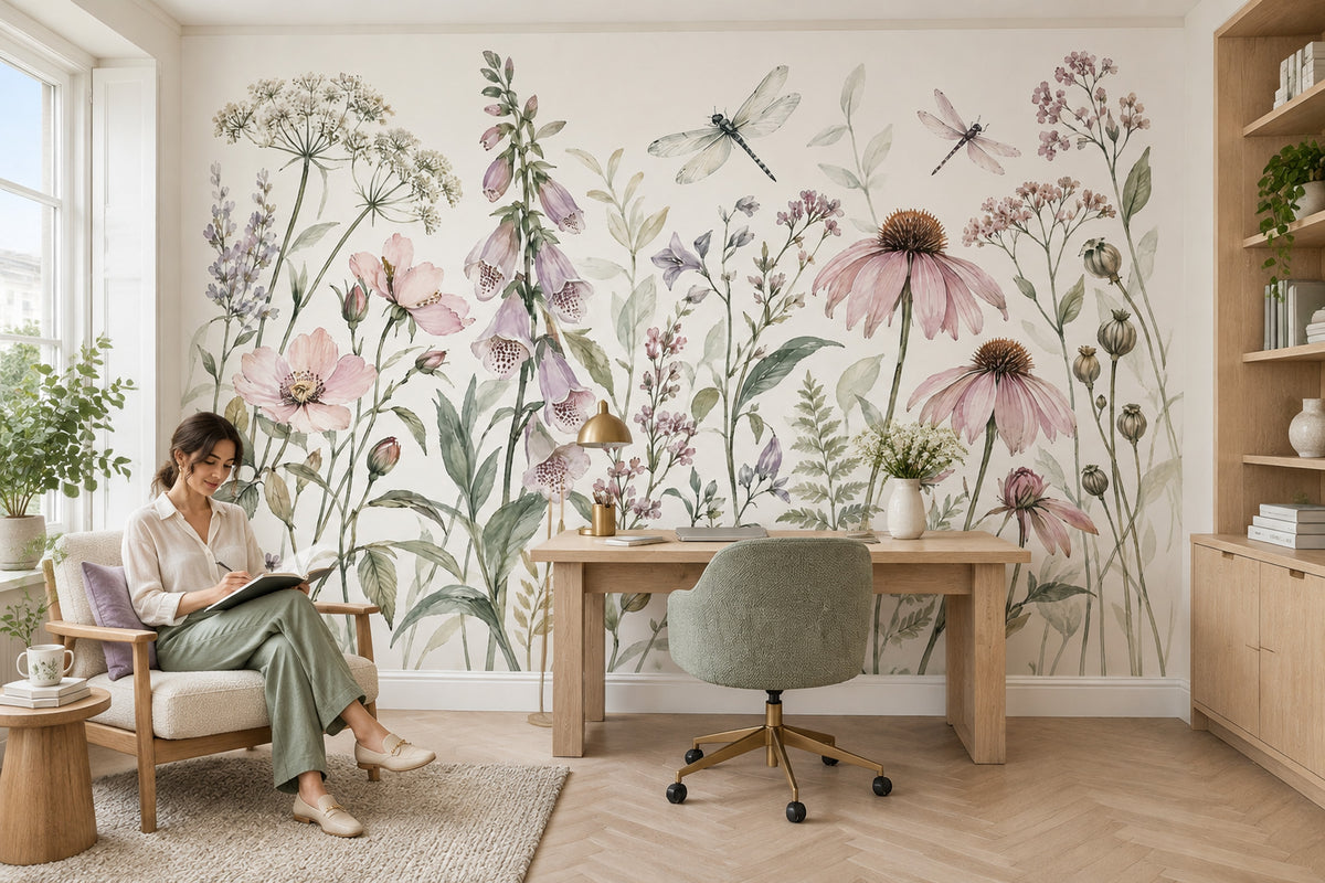 Suluboya Kır Çiçekli Poster Duvar Kağıdı Pastel Salon