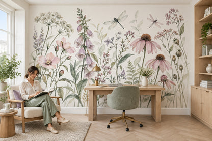 Suluboya Kır Çiçekli Poster Duvar Kağıdı Pastel Salon