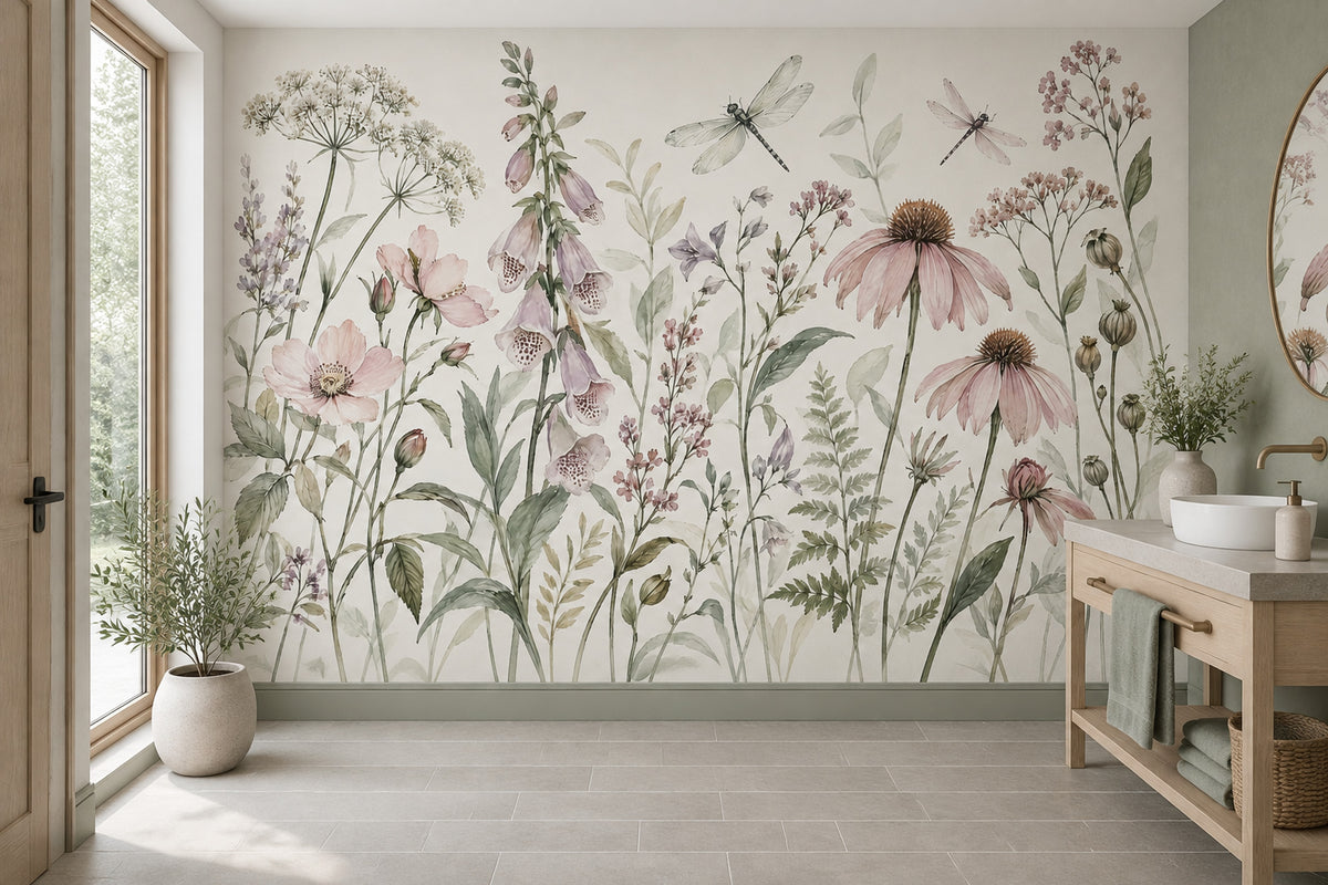 Suluboya Kır Çiçekli Poster Duvar Kağıdı Pastel Salon