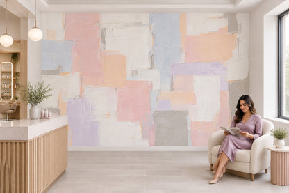 Pastel Soyut Bloklu Poster Duvar Kağıdı Modern Salon Duvarı