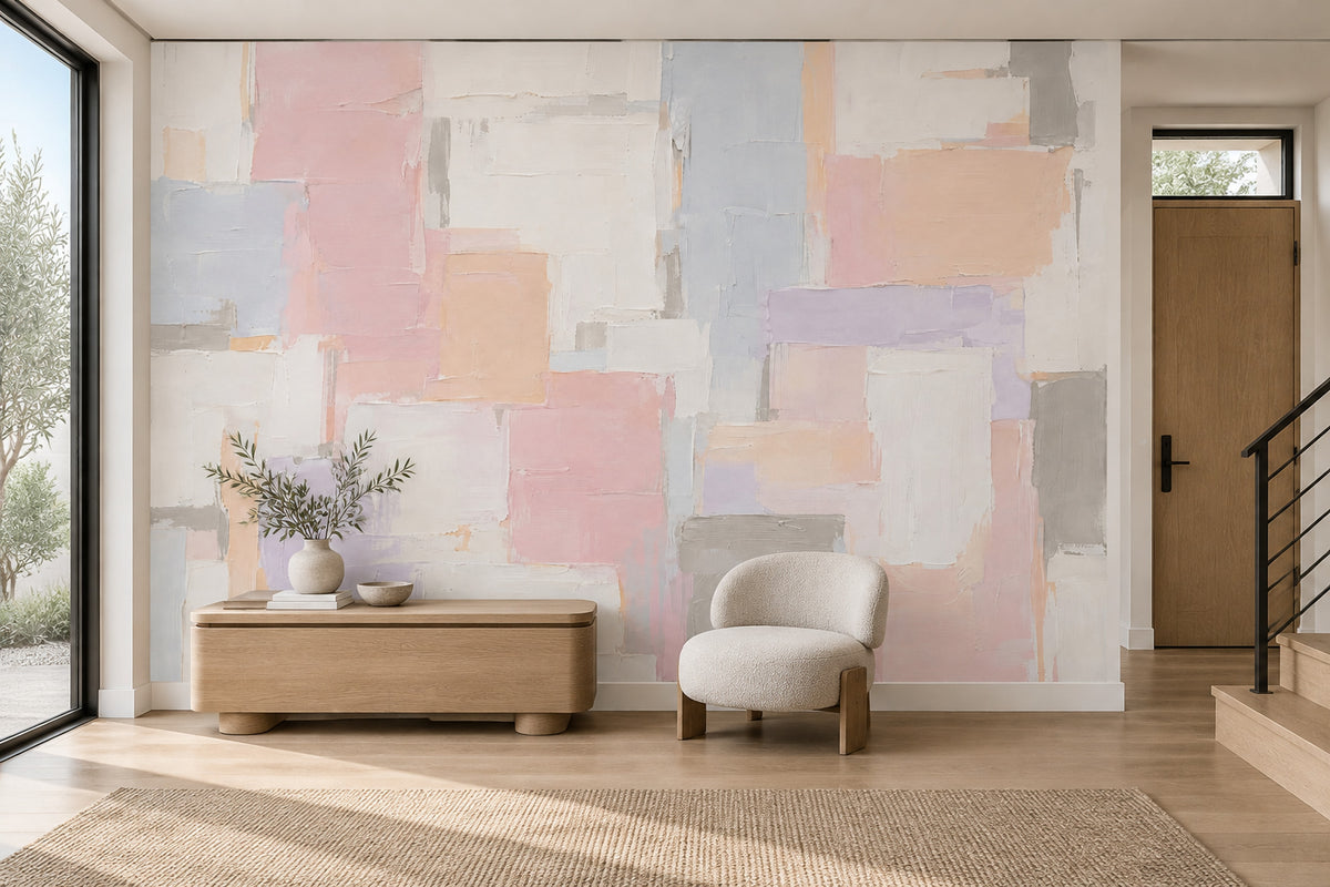 Pastel Soyut Bloklu Poster Duvar Kağıdı Modern Salon Duvarı