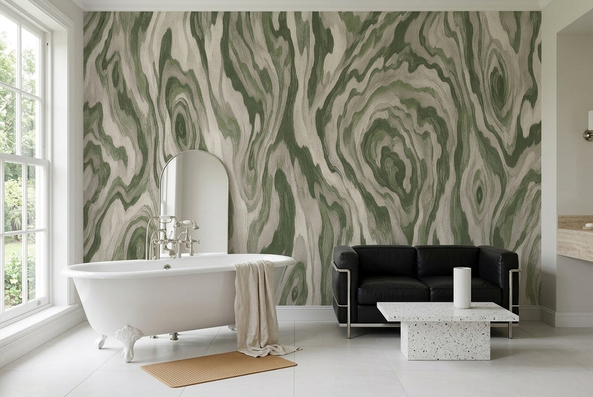 Yeşil Mermer Görünümlü Poster Duvar Kağıdı Modern Salon Duvarı