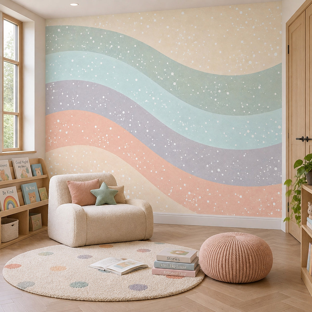 Pastel Dalga Desenli Poster Duvar Kağıdı Çocuk Odası