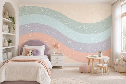 Pastel Dalga Desenli Poster Duvar Kağıdı Çocuk Odası