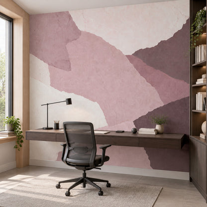 Soyut Geometrik Poster Duvar Kağıdı Pudra Pembe Banyo Duvarı