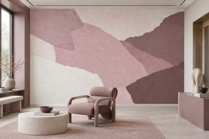 Soyut Geometrik Poster Duvar Kağıdı Pudra Pembe Banyo Duvarı