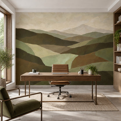 Yeşil Dağ Manzaralı Poster Duvar Kağıdı Minimal Salon
