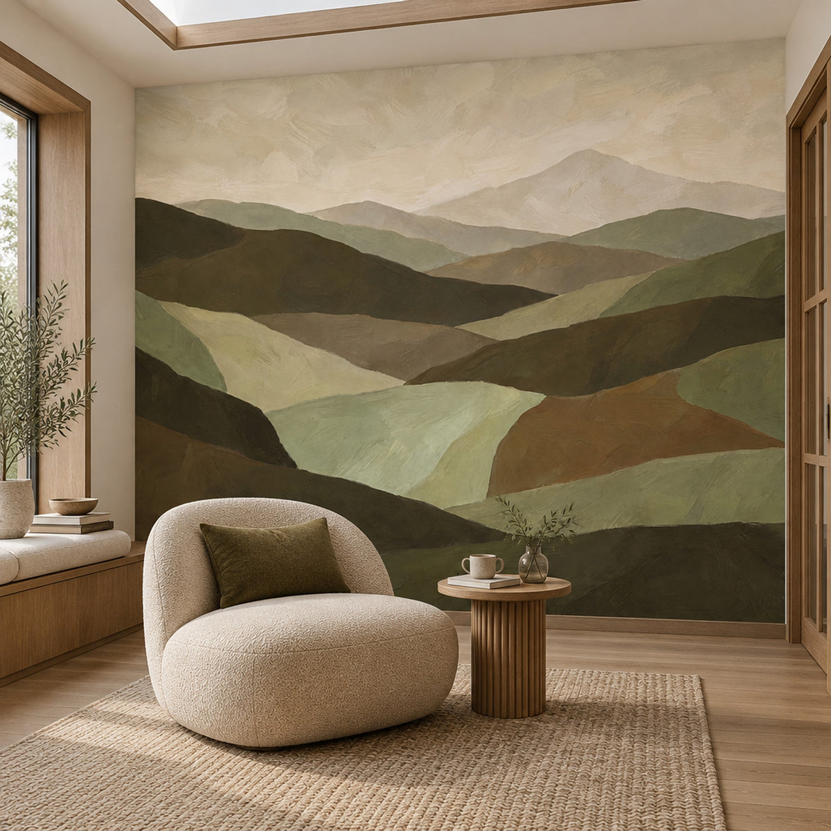 Yeşil Dağ Manzaralı Poster Duvar Kağıdı Minimal Salon
