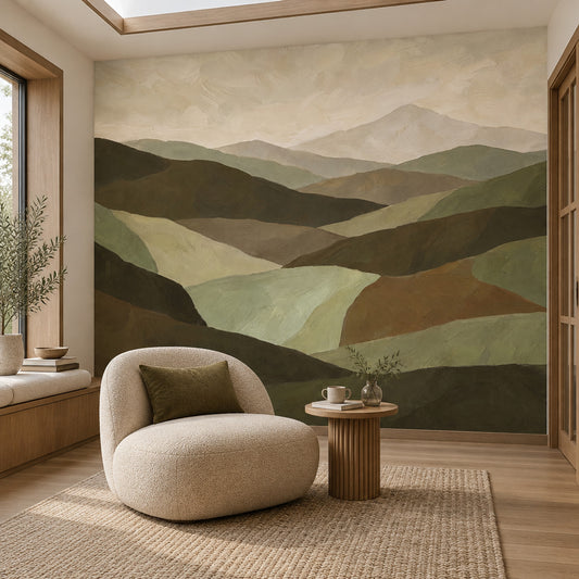 Yeşil Dağ Manzaralı Poster Duvar Kağıdı Minimal Salon