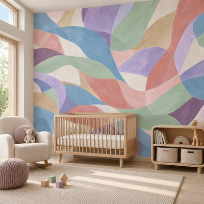 Pastel Dalga Desenli Soyut Poster Duvar Kağıdı Salon