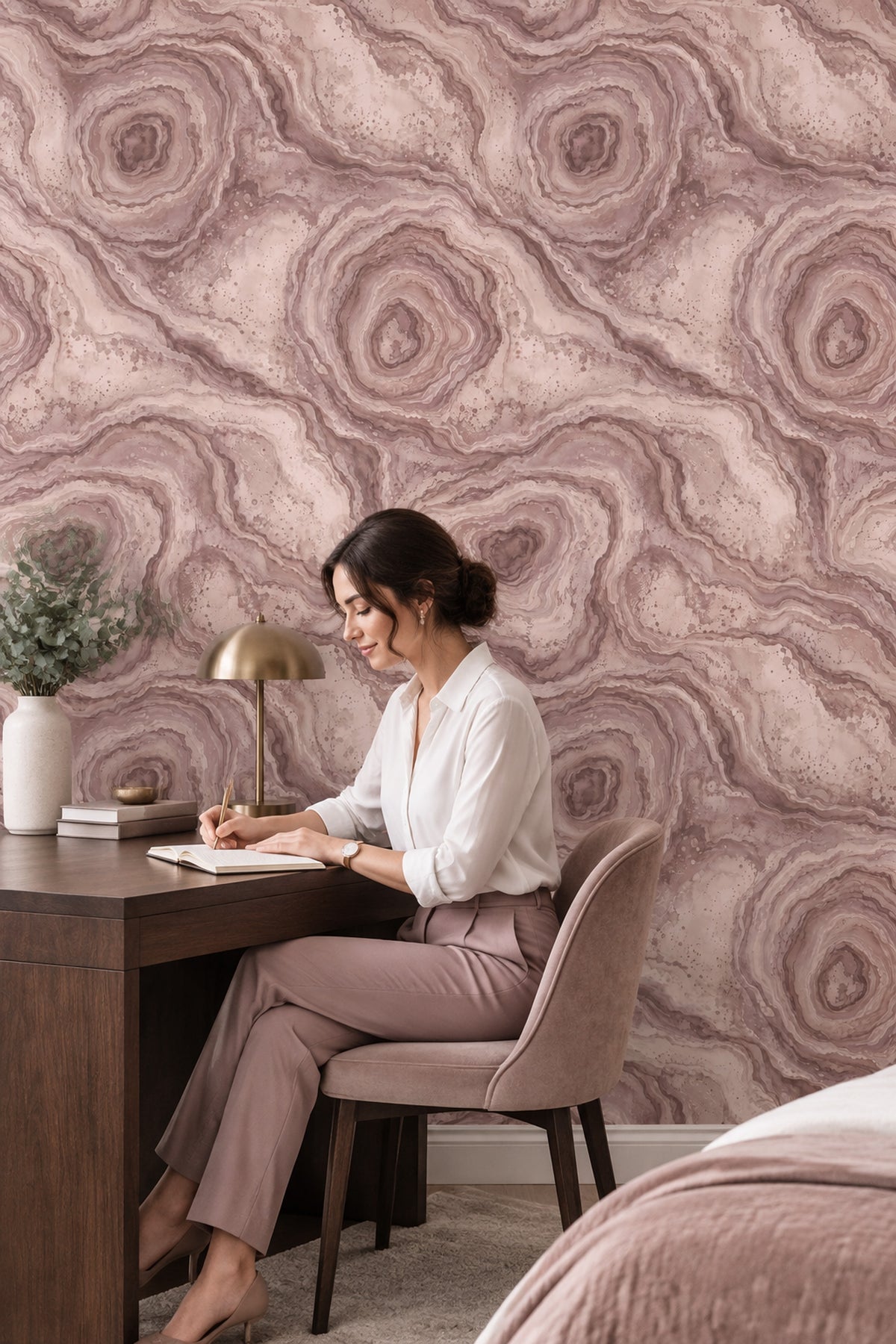 Agat Taşı Görünümlü Duvar Kağıdı Bej Vizon Modern Desenli