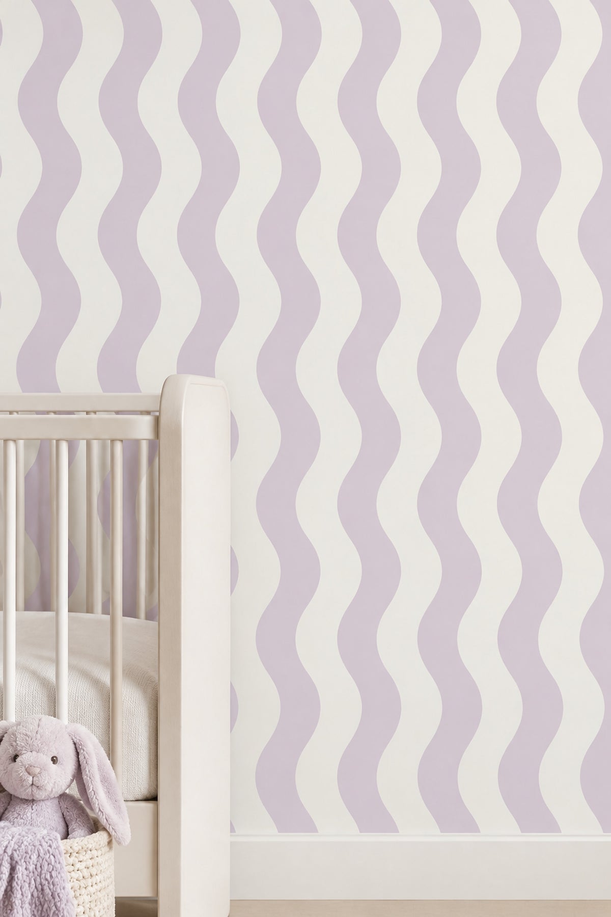 Lila Dalgalı Çizgili Duvar Kağıdı Modern Geometrik Desen