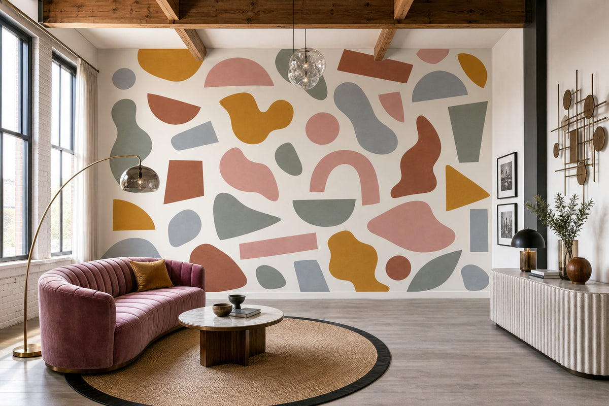 Renkli Soyut Şekilli Poster Duvar Kağıdı Modern Salon Dekoru