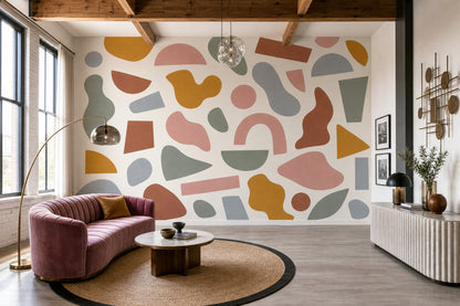 Renkli Soyut Şekilli Poster Duvar Kağıdı Modern Salon Dekoru