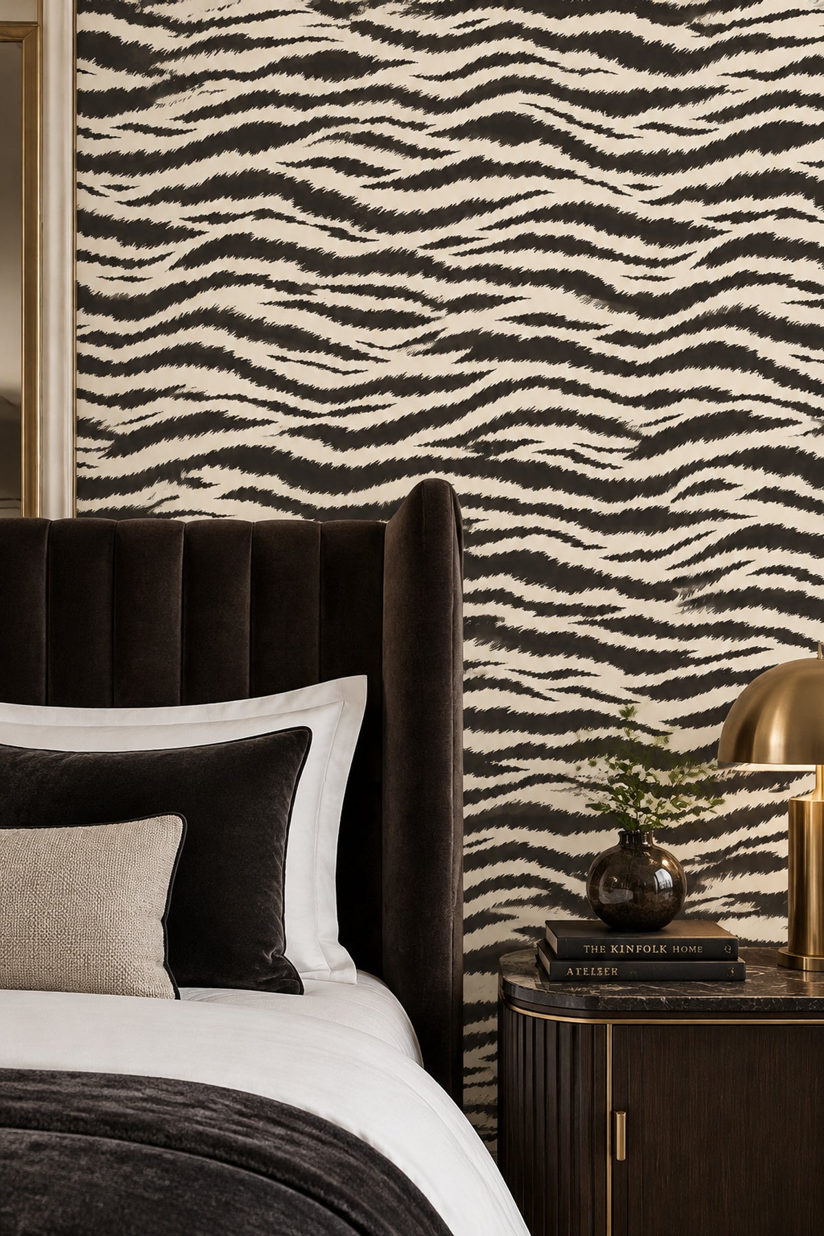 Zebra Desenli Duvar Kağıdı Siyah Beyaz Modern Salon