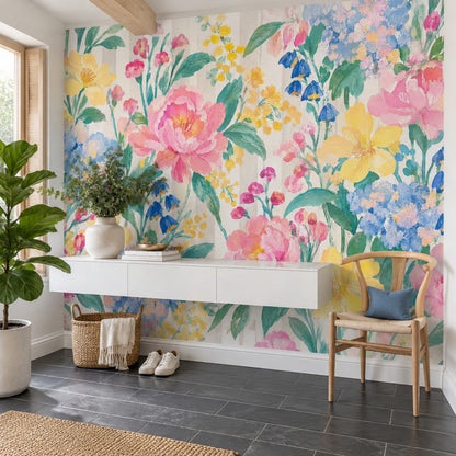 Sulu Boya Çiçekli Poster Duvar Kağıdı Pastel Salon Duvarı