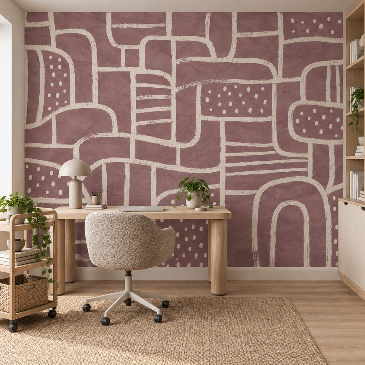 Soyut Geometrik Poster Duvar Kağıdı Gül Kurusu Salon Duvarı