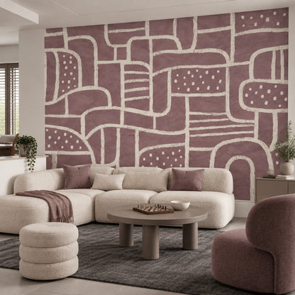 Soyut Geometrik Poster Duvar Kağıdı Gül Kurusu Salon Duvarı