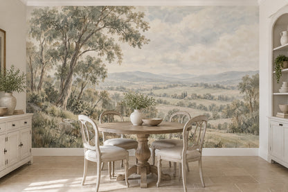 Kırsal Manzara Poster Duvar Kağıdı Pastel Yeşil Salon Duvarı