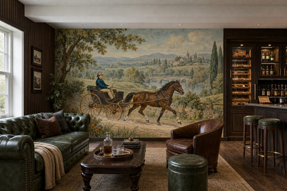 At Arabalı Kırsal Manzara Poster Duvar Kağıdı Vintage Salon