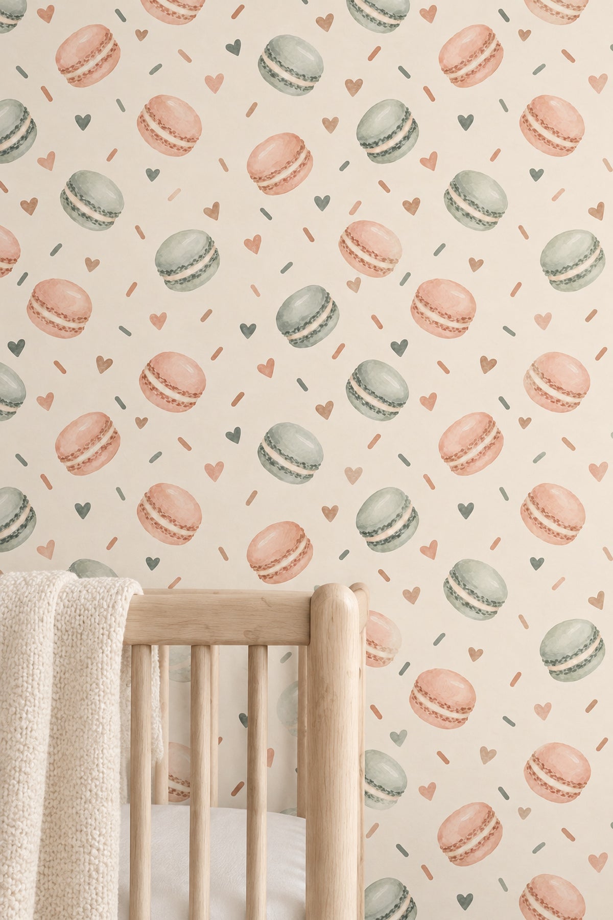 Makaron Desenli Duvar Kağıdı Pastel Mutfak ve Kafe Dekoru