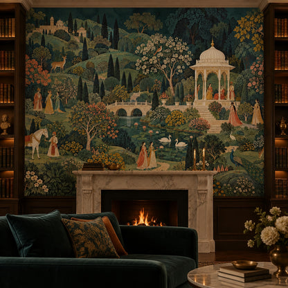 Saray Bahçesi Manzaralı Poster Duvar Kağıdı Koyu Yeşil Salon
