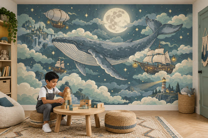 Balina ve Ay Masalı Poster Duvar Kağıdı Bebek Odası