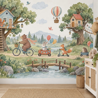 Orman Hayvanlı Poster Duvar Kağıdı Çocuk Odası Pastel