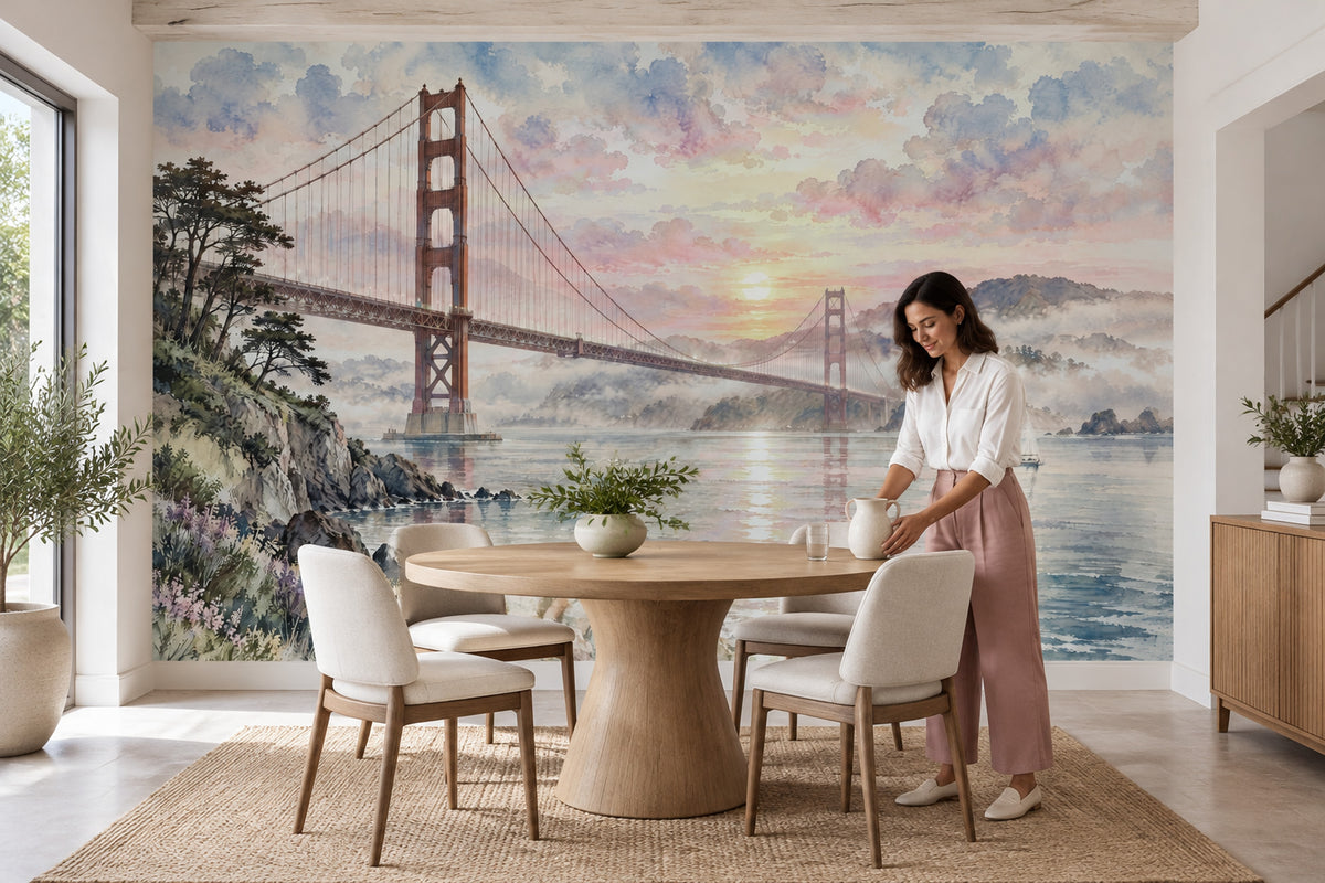 Köprü ve Gün Batımı Poster Duvar Kağıdı Pastel Manzara
