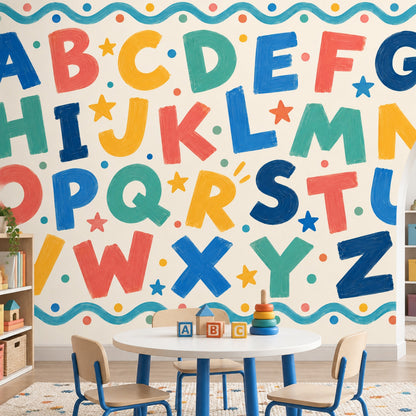 Renkli Alfabe Harfli Poster Duvar Kağıdı Bebek Odası