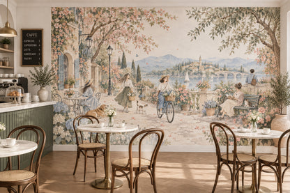 Çiçekli Göl Manzaralı Poster Duvar Kağıdı Pastel Salon