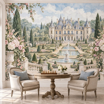 Şato Bahçesi Manzaralı Poster Duvar Kağıdı Pastel Salon